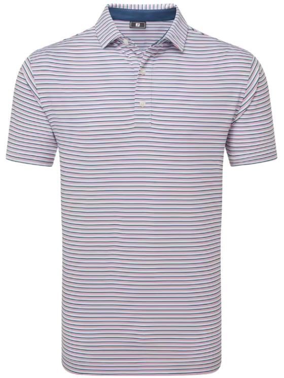 FootJoy Balance Stripe Lisle męskie polo, niebieski/biały/różowy