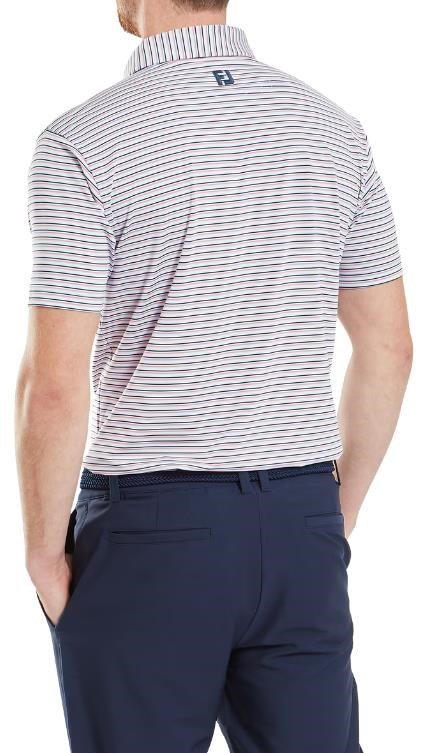 FootJoy Balance Stripe Lisle męskie polo, niebieski/biały/różowy