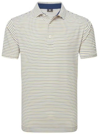 FootJoy Balance Stripe Lisle męskie polo, white/navy/grey/taxi
