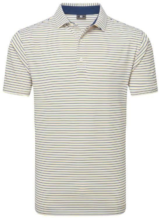 FootJoy Balance Stripe Lisle męskie polo, white/navy/grey/taxi