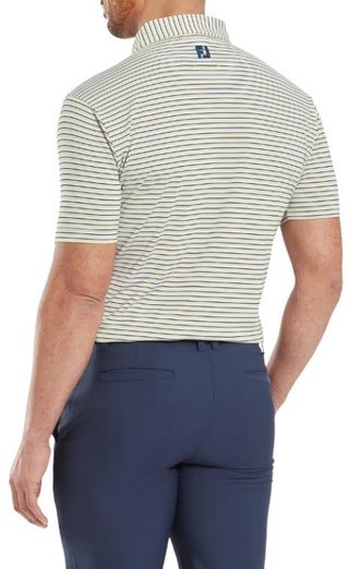 FootJoy Balance Stripe Lisle męskie polo, white/navy/grey/taxi