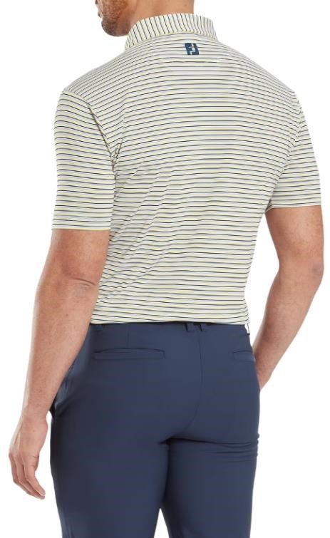 FootJoy Balance Stripe Lisle męskie polo, white/navy/grey/taxi