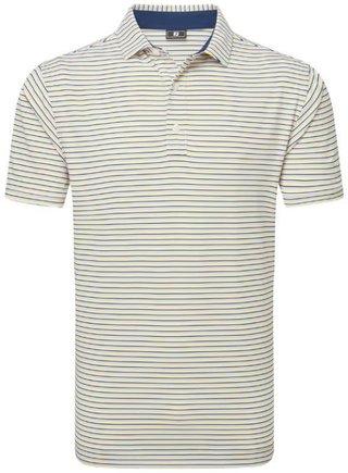 FootJoy Balance Stripe Lisle męskie polo, niebieski/biały/pomarańczowy