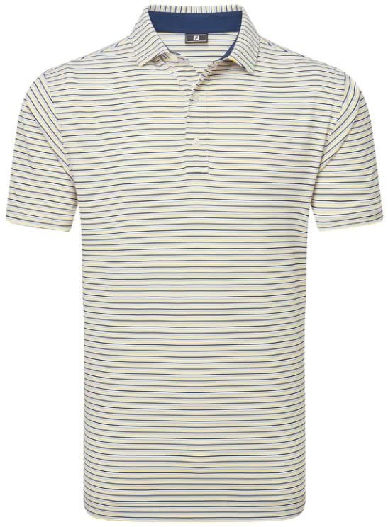 FootJoy Balance Stripe Lisle męskie polo, niebieski/biały/pomarańczowy