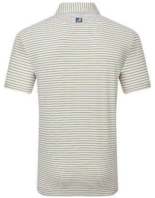 FootJoy Balance Stripe Lisle męskie polo, niebieski/biały/pomarańczowy