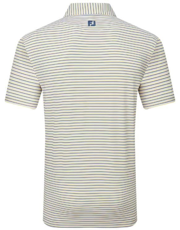 FootJoy Balance Stripe Lisle męskie polo, niebieski/biały/pomarańczowy