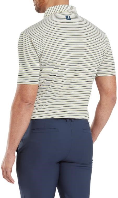 FootJoy Balance Stripe Lisle męskie polo, niebieski/biały/pomarańczowy