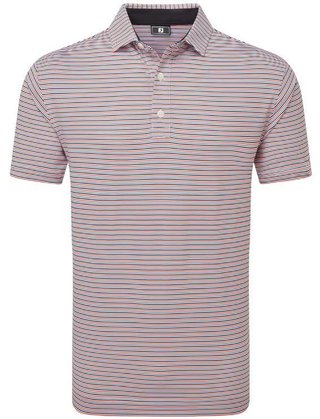 FootJoy Balance Stripe Lisle męskie polo, white/black/hibiscus/flint