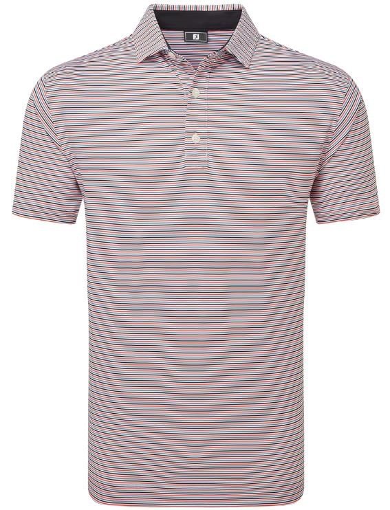 FootJoy Balance Stripe Lisle męskie polo, white/black/hibiscus/flint