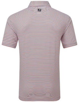 FootJoy Balance Stripe Lisle męskie polo, white/black/hibiscus/flint