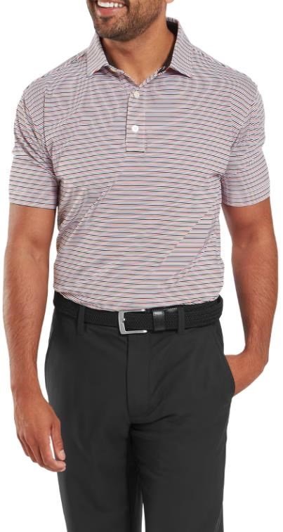 FootJoy Balance Stripe Lisle męskie polo, white/black/hibiscus/flint