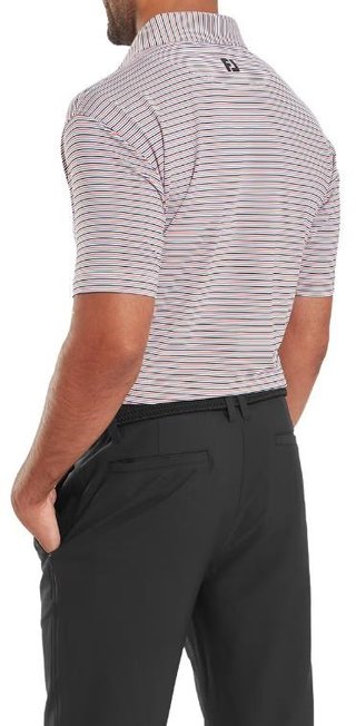 FootJoy Balance Stripe Lisle męskie polo, white/black/hibiscus/flint