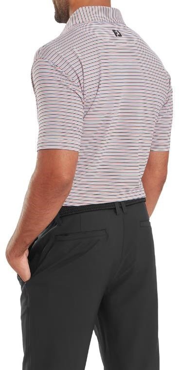 FootJoy Balance Stripe Lisle męskie polo, white/black/hibiscus/flint