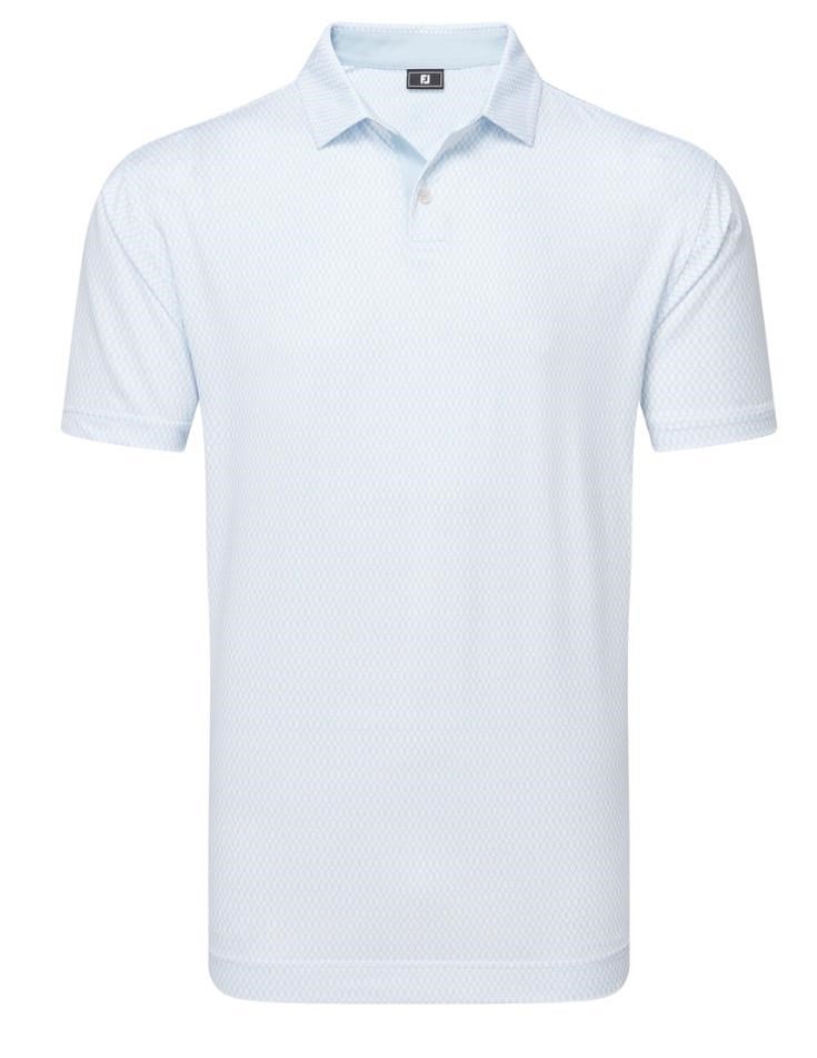 FootJoy Irongate Print Lisle męskie polo, white/skyway