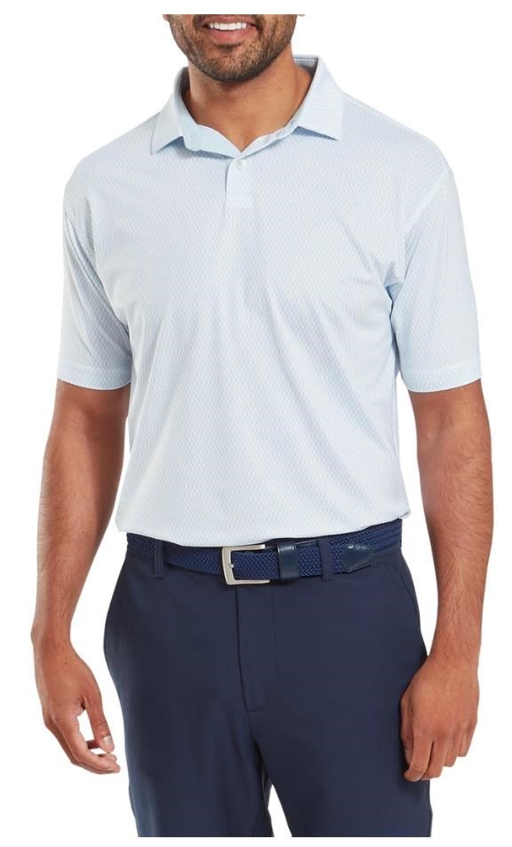 FootJoy Irongate Print Lisle męskie polo, white/skyway