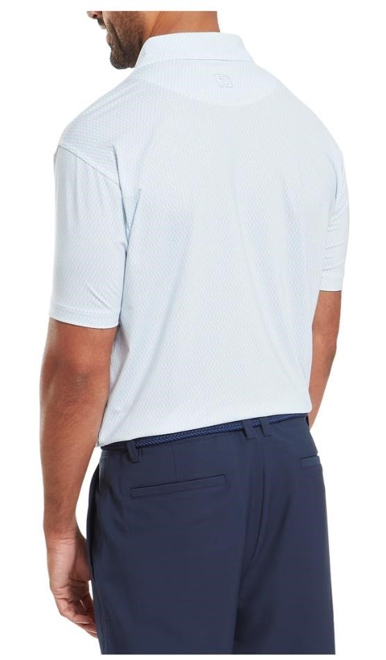 FootJoy Irongate Print Lisle męskie polo, white/skyway