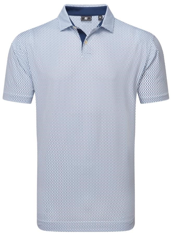 FootJoy Irongate Print Lisle męskie polo, biały/granatowy