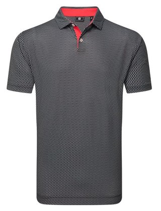 FootJoy Irongate Print Lisle męskie polo, czarno/białe