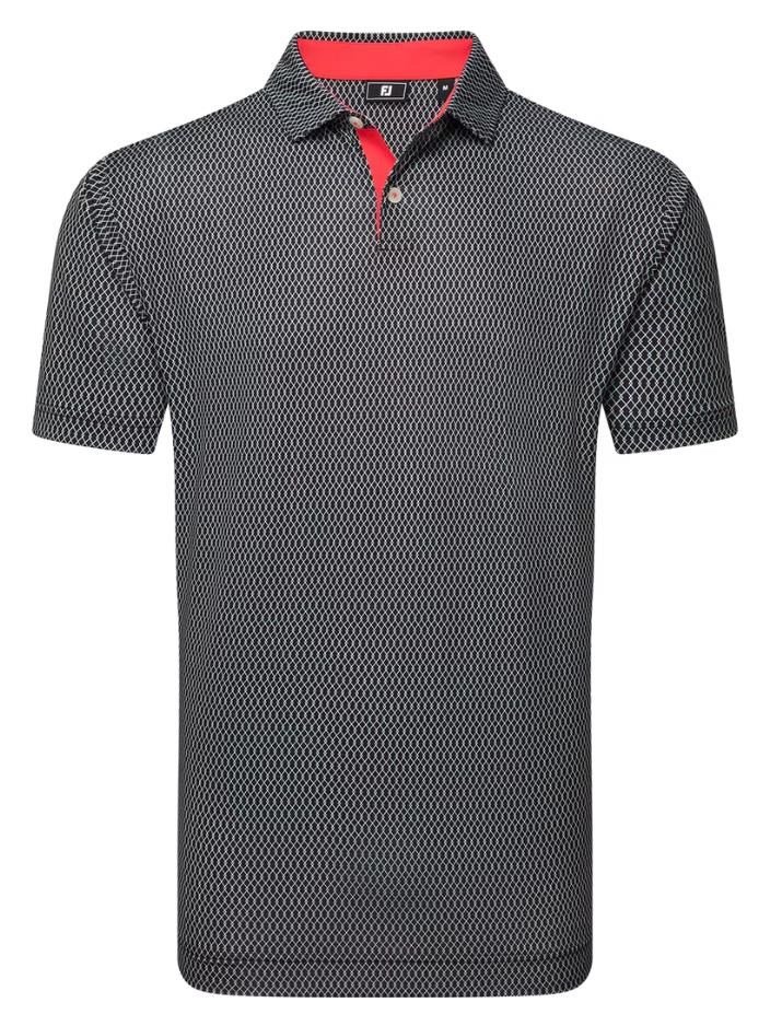 FootJoy Irongate Print Lisle męskie polo, czarno/białe