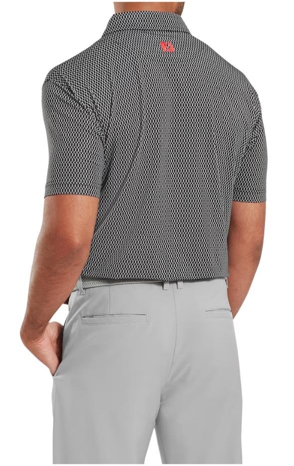 FootJoy Irongate Print Lisle męskie polo, czarno/białe
