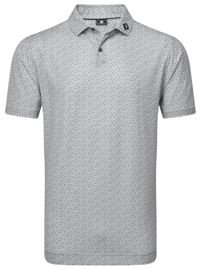 FootJoy Bounce Print Pique męskie polo z długim rękawem, szary
