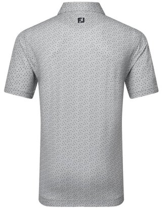 FootJoy Bounce Print Pique męskie polo z długim rękawem, szary