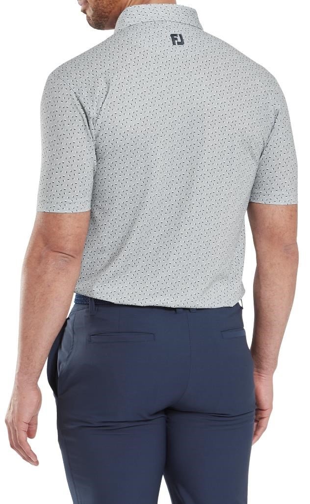 FootJoy Bounce Print Pique męskie polo z długim rękawem, szary