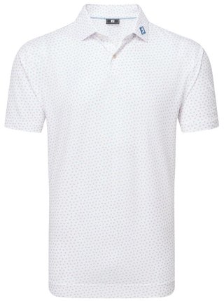 FootJoy Bounce Print Pique męskie polo z długim rękawem, white/orange/blue jay