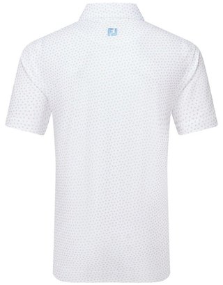 FootJoy Bounce Print Pique męskie polo z długim rękawem, white/orange/blue jay