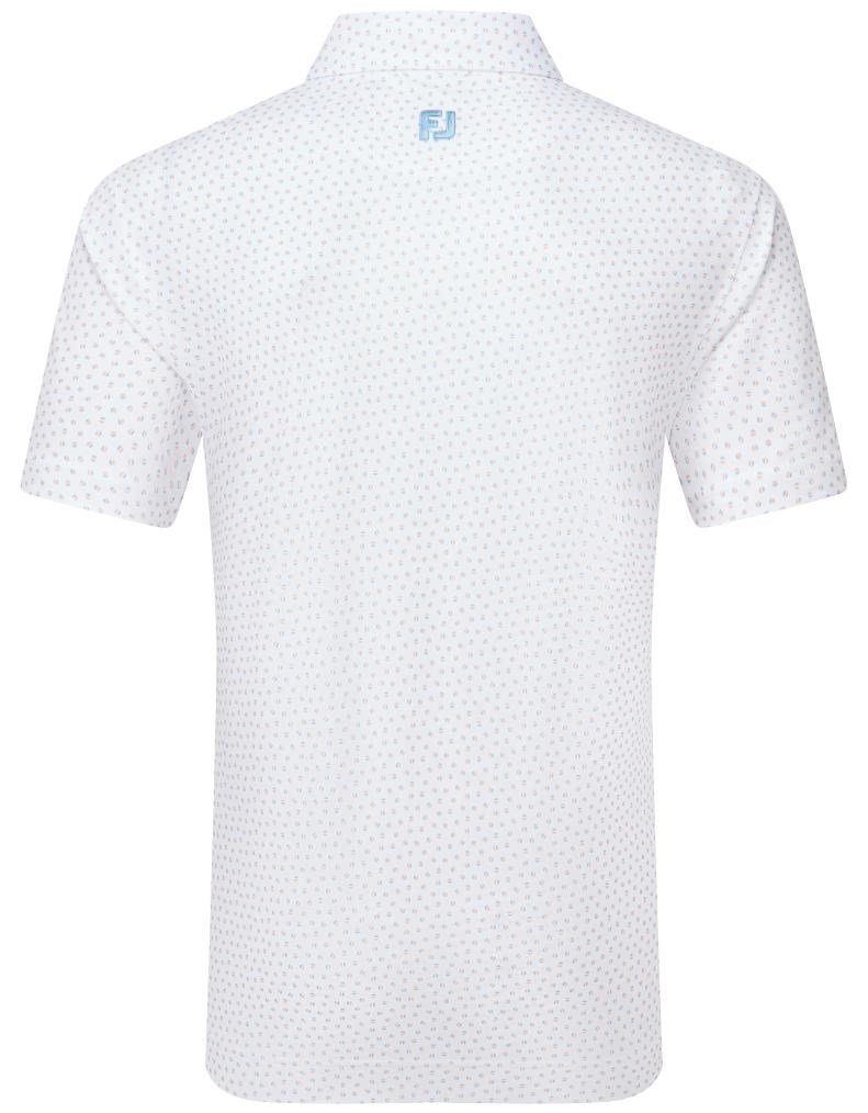 FootJoy Bounce Print Pique męskie polo z długim rękawem, white/orange/blue jay