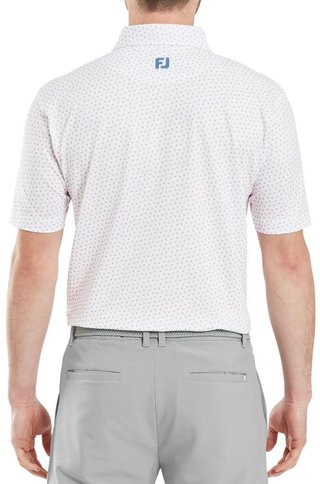 FootJoy Bounce Print Pique męskie polo z długim rękawem, white/orange/blue jay