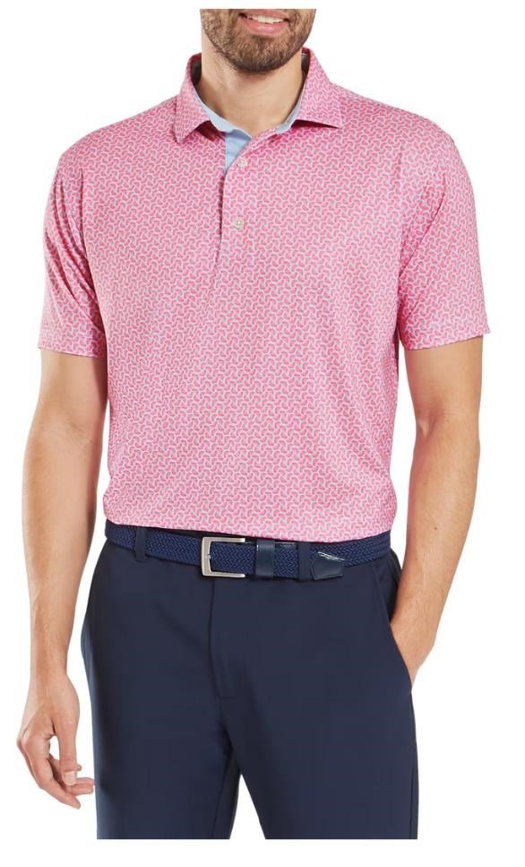 FootJoy Citrus Print Lisle mens polo męskie polo, różowe