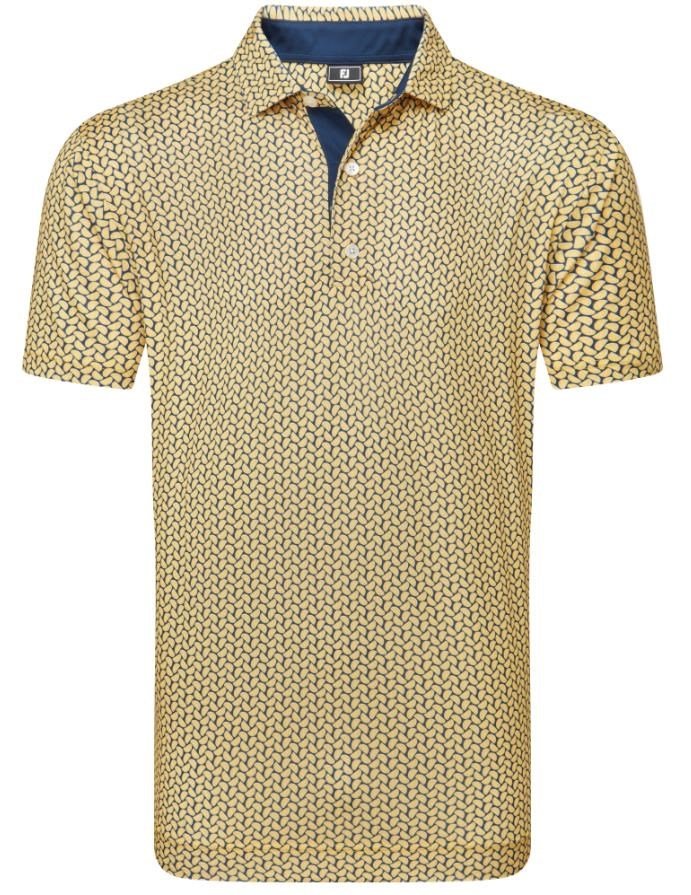 FootJoy Citrus Print Lisle mens polo męskie polo, taxi/navy