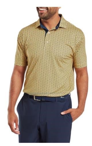 FootJoy Citrus Print Lisle mens polo męskie polo, taxi/navy
