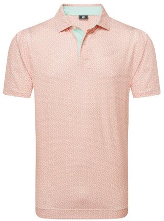 FootJoy Citrus Print Lisle męskie polo, pomarańczowy/jasnozielony