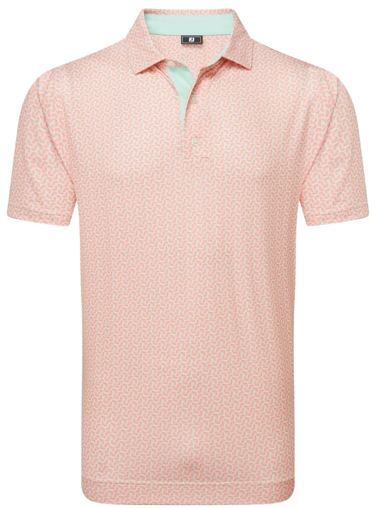 FootJoy Citrus Print Lisle męskie polo, pomarańczowy/jasnozielony