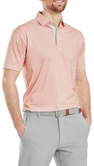 FootJoy Citrus Print Lisle męskie polo, pomarańczowy/jasnozielony