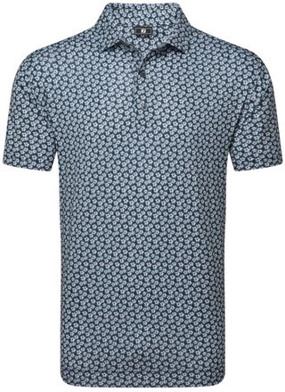 FootJoy Floral Sketch Print Lisle męskie polo, biały/granatowy