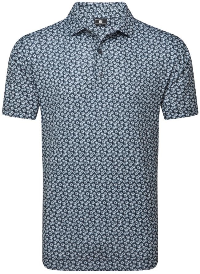FootJoy Floral Sketch Print Lisle męskie polo, biały/granatowy