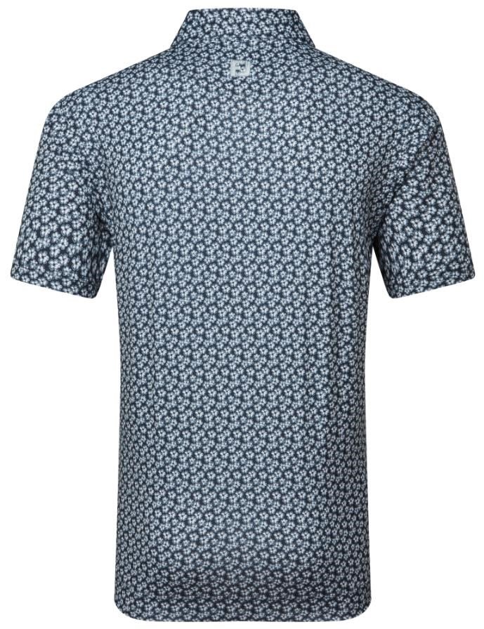 FootJoy Floral Sketch Print Lisle męskie polo, biały/granatowy