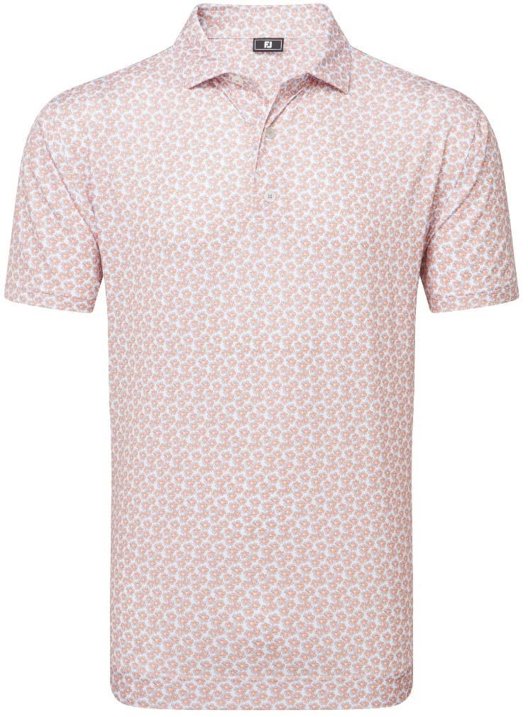FootJoy Floral Sketch Print męskie polo, pomarańczowy/biały