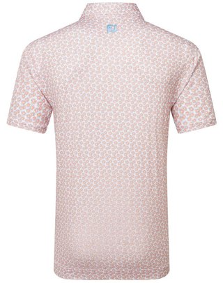 FootJoy Floral Sketch Print męskie polo, pomarańczowy/biały
