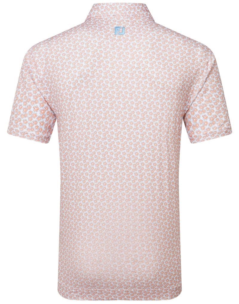 FootJoy Floral Sketch Print męskie polo, pomarańczowy/biały