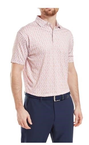 FootJoy Floral Sketch Print męskie polo, pomarańczowy/biały