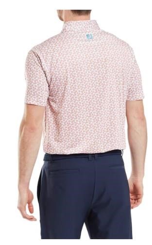FootJoy Floral Sketch Print męskie polo, pomarańczowy/biały