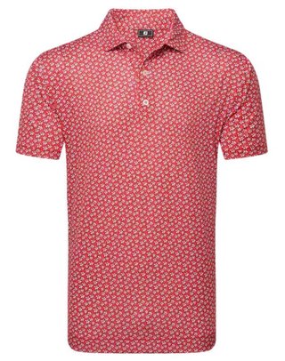 FootJoy Floral Sketch Print męskie polo, white/hibiscus