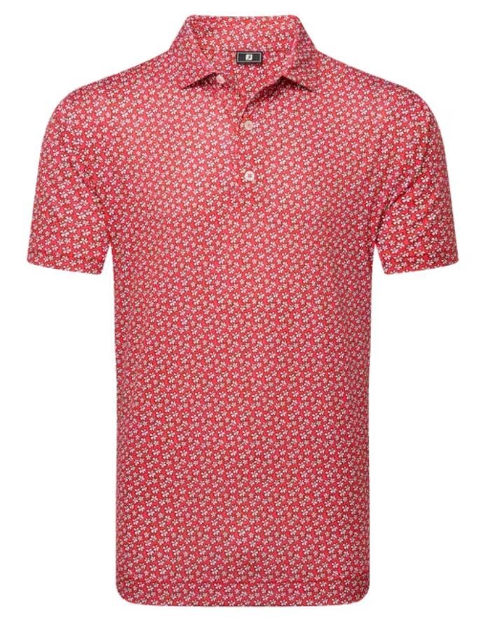 FootJoy Floral Sketch Print męskie polo, white/hibiscus