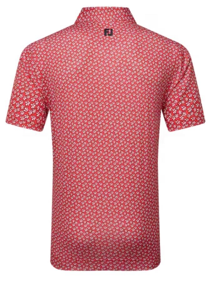 FootJoy Floral Sketch Print męskie polo, white/hibiscus