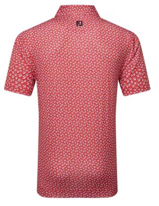 FootJoy Floral Sketch Print męskie polo, white/hibiscus