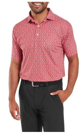 FootJoy Floral Sketch Print męskie polo, white/hibiscus